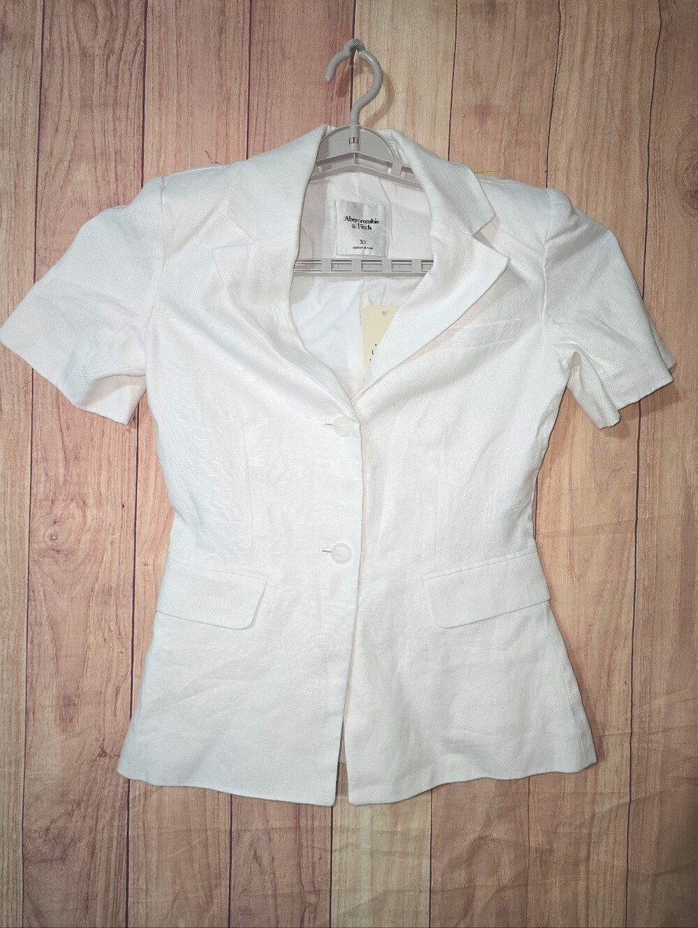 Abercrombie & Fitch Classic Short-Sleeve White Blazer 100% Linen XS NWT